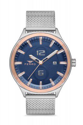 Ferro Stainless Steel Venedik Analog Blue Dial Men's Watch-F11090C-E3, Band_Multicolor