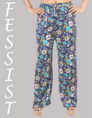 Fessist  Women Regular Fit Green Viscose Rayon Trousers