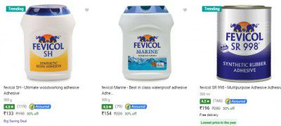 Fevicol Adhesive Minimum 30% Off