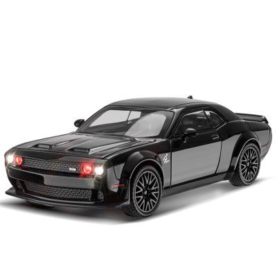 FEXXA 1:32 Scale Exclusive Alloy Metal Pull Back Die-cast Car Model with Sound Light Mini Auto Toy (Dodge Challenger-Black.)