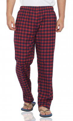 Fflirtygo Mens Cotton Pyjama, Cotton Export Quality Fabric, Checkered Pyjama for Men Night Wear