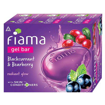 Fiama Gel Bar Blackcurrant and Bearberry for radiant glowing skin, with skin conditioners, 125 g soap (Pack of 3)