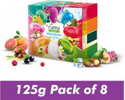 FIAMA Mega Celebration Pack With 8 Unique Soap Gel Bathing Bars, For Moisturized Skin.  (8 x 125 g)