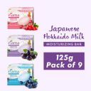 FIAMA Moisturising Soap Bars, Japanese Hokkaido Milk & Berries, 125gX9, Nourished Skin (9 x 125 g)