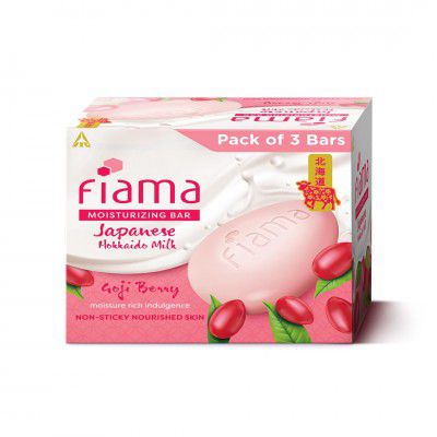 Fiama Moisturizing Soap Bar, Japanese Hokkaido Milk & Goji berry, Soap Pack of 3