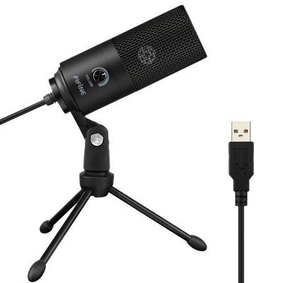 Fifine K669B Metal USB Microphone Condenser for Recording on Windows or Windows PC & Laptops, Cardioid Studio for Voice Recording, Input Volume Control Knob, Streaming and YouTube Videos