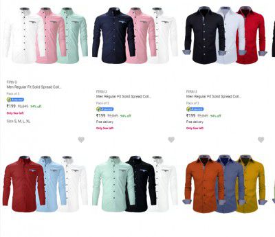 Fifth U Casual Shirts Pack Of 3 @ ₹199