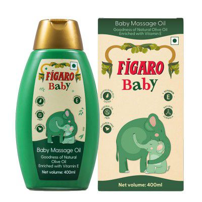 Figaro Baby Massage Oil with Goodness of Natural Olive oil enriched with vitamin E, Dermatologically tested, 400 ml