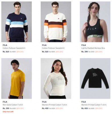 Myntra : Upto 80% OFF - Fila Clothing | Starts At Rs 259