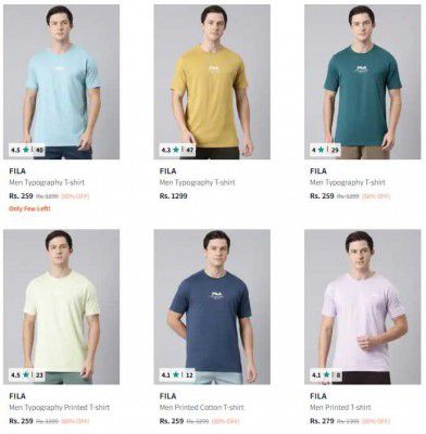 Myntra : Upto 80% OFF - Fila Mens Clothing | Starts At Rs 399
