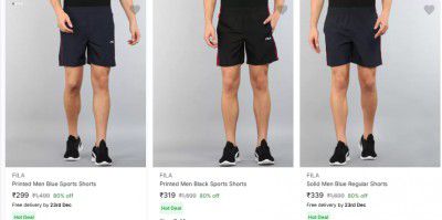 Fila Mens Shorts Starts at Rs 299