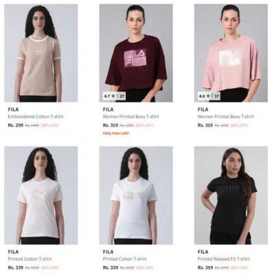 Myntra : Upto 80% OFF - Fila Womens Clothing | Starts At Rs 299