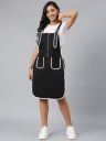 FINSBURY LONDON Black & White Solid Pinafore Dress...