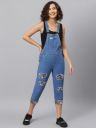 FINSBURY LONDON Women Blue Solid Slim-Fit Cotton Dungarees...