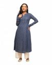 FIORRA Women's Floral Printed Navy Blue Cotton A-Line Kurta...