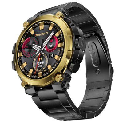 Fire-Boltt Dominian 36.3mm (1.43") AMOLED Display, Stainless Steel Design, (Black Gold)