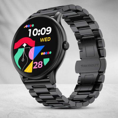 Fire-Boltt Ninja Talk 35.3mm (1.39) Round Bluetooth Calling Metal Body,120 Sports Modes Smartwatch (Black Steel Strap, 1.39)