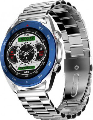 Fire-Boltt Spectre Stainless Steel Luxury, 33.5mm (1.32 inch) Display, 360*360 Px High Res Smartwatch (Silver Strap, Free Size)