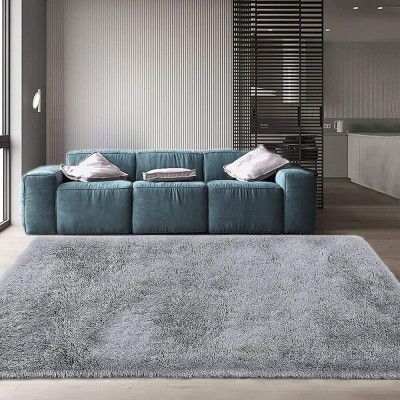 Firoz and Brothers Shaggy Rug Microfibre 2x4 feet Dark Grey Colour
