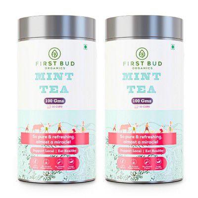 First Bud Organics Mint Tea - 100gm x 2