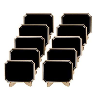 First Try Mini Wood Lace Shape Chalkboards with Support Easels | Wooden Place Card Name | for Message Board Signs Food Labels Wedding Parties Holder Décor | Small Rectangle (Pack of 6)