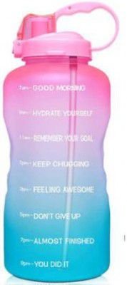 FITBOTT Sports Water Bottle 2 Litre with Time Markings 2000 ml Bottle (Pink, Green, Tritan)