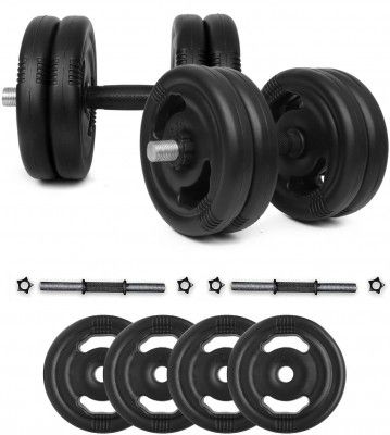 FitBox Sports Dumbbells Kit With Finger Grip Plates & Dumbbell Rods (10kg)