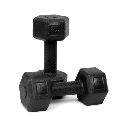 FitBox Sports 2kg Exlusive Octa PVC Fixed Dumbbells (1kg x 2) Black