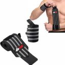FitBox Sports Premium Wrist Supporter l Wrist Band with Extra Grip & Cotton Thumb Support (Black/Grey)...