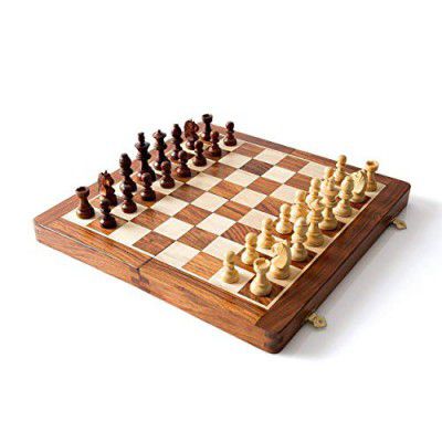 FITFREAK Handcrafted Wooden (Non Magnetic) (22 in x 22 in) Foldable Chess Board (Without Chessmen)