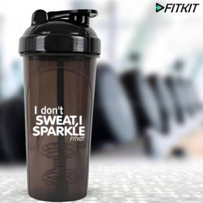 FITKIT Classic Bottle 700 ml Shaker  (Pack of 1, Black, Plastic)