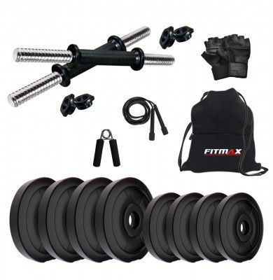 FITMAX PVC 14KG DMCOMBO 4 Dumbbells Kit with One Pair Dumbbell Rods and Gym Accessories