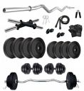 FITMAX PVC 30KG combo 3 WB Home Gym Set with One 3 Ft Curl and One Pair Dumbbell Rods with Gym Accessories...