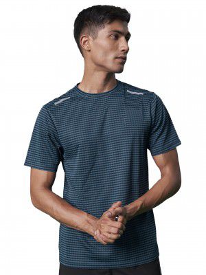 FitMonkey Sports Crew Neck Dry Fit T Shirt | Regular Fit Textured T Shirt for Men