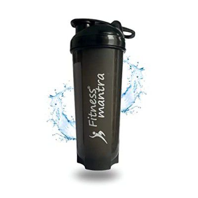 Fitness Mantra Premium 700ml Protein Shaker Bottle with Mixer Ball for Men & Women [Capacity 700 ml, Black Color]
