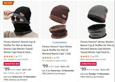 Fitness Mantra Winter Cap Starts at Rs 94