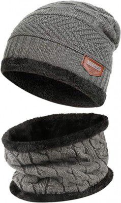 Fitness Mantra Winter Woolen Beanie Cap & Muffler for Men & Women