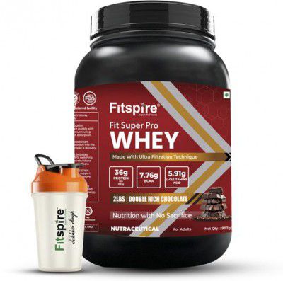 Fitspire Fit Super Pro Whey Protein with Shaker | 36g Protein per 100g Serving Whey Protein (907 g, Double Chocolate)