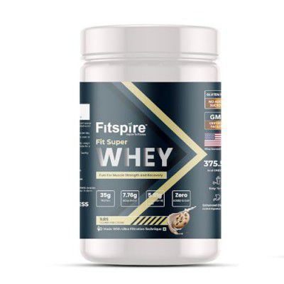 Fitspire Fit Super Whey Protein | 35g Protein | 7.8g BCAA | 100% Authentic Whey & No Adulteration | Muscle Growth & Recovery | DigeZyme For Easy Digestion (Cookie & Cream, 1 lb)