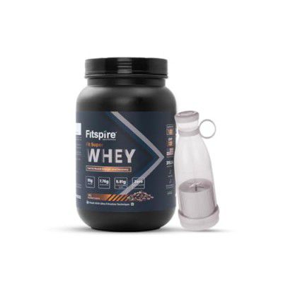 Fitspire Fit Super Whey Protein | 35G Protein | 7.8G Bcaa | 100% Authentic Whey & No Adulteration | Digezyme For Easy Digestion | Free Juicer (Gourmet Coffee, 1 Kg / 2.2 Lb, 10 Servings)