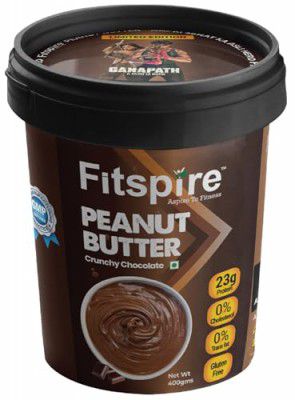 Fitspire Original Peanut Butter Crunchy Chocolate 400g | 23g Protein to Boost Energy | Tasty & Healthy Nut Butter Spread | Vegan | Cholesterol Free, Gluten Free| Zero Trans Fat | Crunchy Peanut Butter