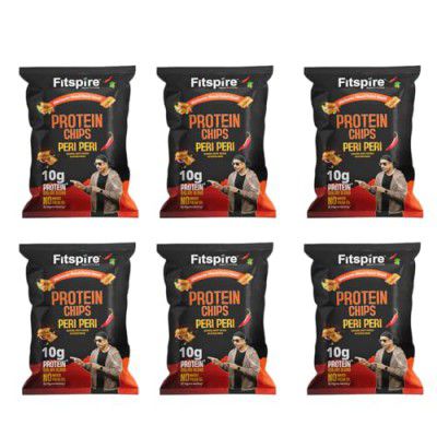 Fitspire Protein Chips, Pack of 6 (37 gram Per pack, Peri Peri)