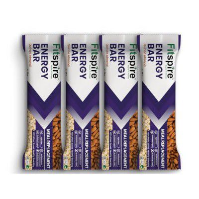 Fitspire Quiona Almond - Energy Bar | 100% Vegan | Gluten Free | Sugar Free | Pack of 4 x 35g each