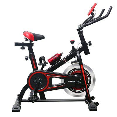 FITTYFY INALSA Spin Bike Exercise Bike FFSB 06 with 6Kg Flywheel| Adjustable Resistance, Heart Rate Sensor| Bottle & Bottle Holder|(Red / Black)