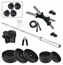 Fitzon PVC 20KG combo 41 WB Home Gym Set with One 5 Ft Plain and One Pair Dumbbell Rods with Gym Accessories...