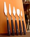 FLADELL ARTS Set of 5 Palette Painting Knives of Various Sizes & Shapes, Stainless Steel Scraper Spatula Polished Brown Handle for Artist Canvas Oil Paint Color Mixing...