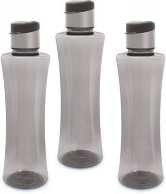 FLAIR Sleek Bottle With Fliptop Pet Grey 1000 ml Bottle (Pack of 3, Multicolor, PET)