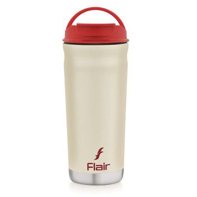 Flair SMAASH Mug Insulated Steel Bottle | Upto 24 Hours Hot & Cold (600 ml,White)