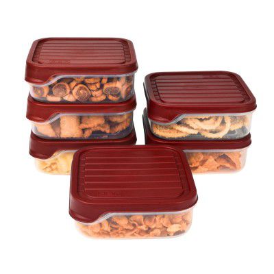 FLAIR Storewell Square Food Storage Containers Set of 6 (550 ML)