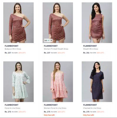 Flamboyant Women's Dresses Upto 90% Off | Starting Rs.237